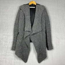 Blanc Noir Womens Hooded Cardigan XS Wool Silk Avant Garde Thumbholes Pockets