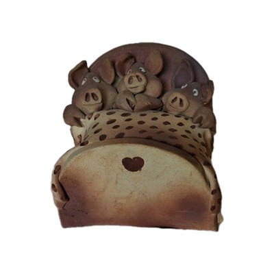 Sexton Clay Pottery Pigs In A Blanket 1982 3 Little Pigs Figurine Farmhouse 