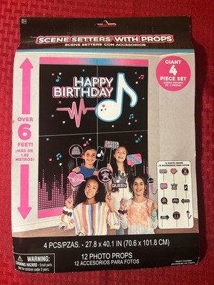 5-Pack TikTok Theme Scene Setters Happy Birthday Photo Props Giant Backdrop New