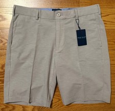 NWT Mens Peter Millar Surge Linen Blend Performance Shorts Khaki Size 32W 130