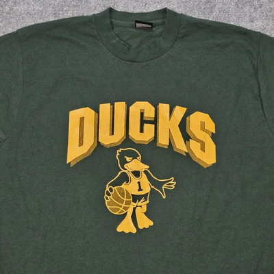 #ad Vintage 90s University Of Oregon T Shirt Large UO Green Ducks Basketball Best $29.93