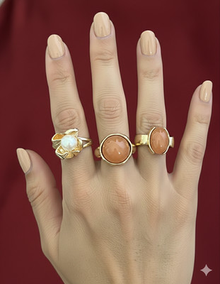Set /Bundle/ Lot 3 Fun Adjustable Statement Cinammon Rings Sizes 6.5 and 7.25