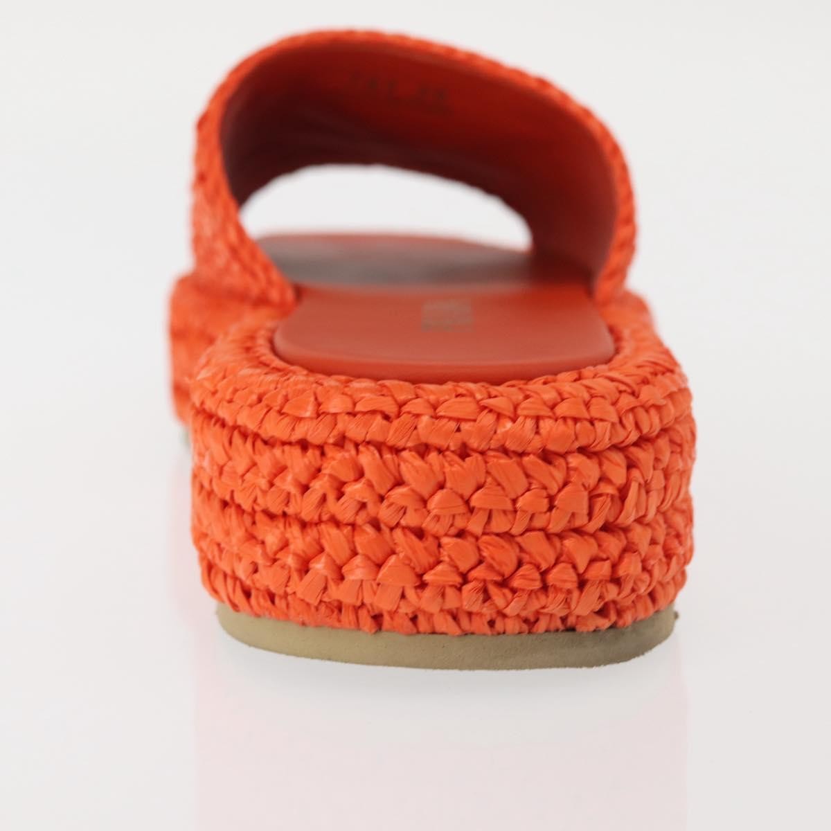 PRADA Flat Form Sandals Raffia Orange Auth 143606 | eBay