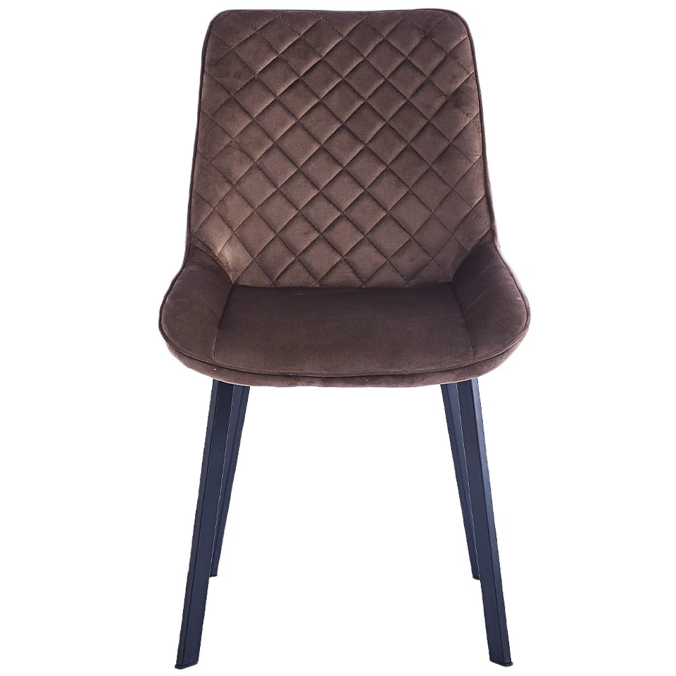 Set 4 Sedie da Pranzo Rivestimento Velluto Marrone Sedia Ufficio Casa Ergonomica - Immagine 4 di 4