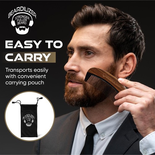 Beardilizer Premium Beard Comb for Men - 100% Natural Black Ox Buffalo Horn &... - Picture 3 of 5