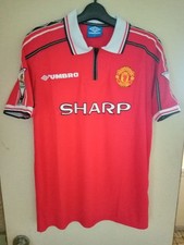 Umbro M.U. 98-99 Home Jersey Beckham #7 XL Red Full Marking