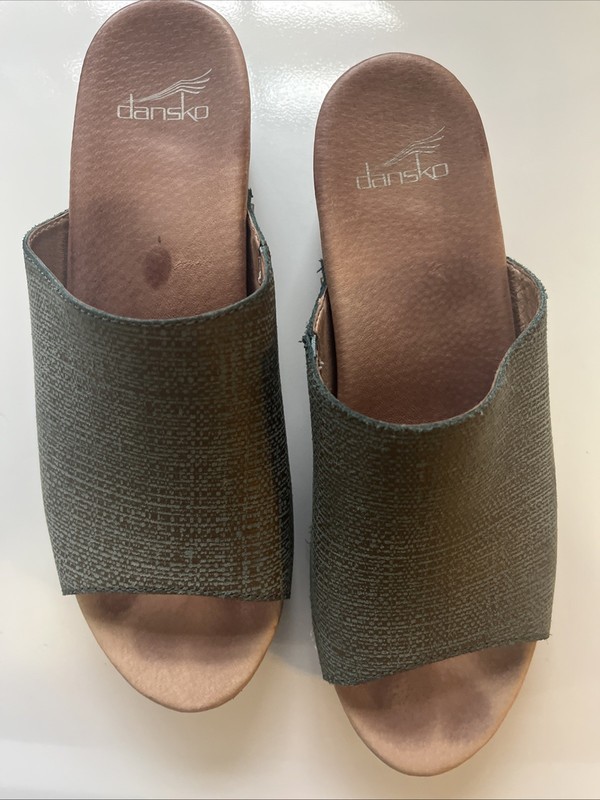 Dankso Shoes Womens US 10.5 11 EU 41 Green Leather Slides Sandals Comfort Mules