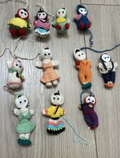 Amigurumi Miniature Crochet Figures/Dolls Set Of 11 Handmade Cute Vintage 1960s