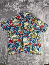 Vintage Disney Parks Mickey Mouse Hawaiian Pocket Shirt Men's Sz Med
