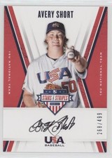 2019 Panini USA Baseball Stars & Stripes Black Ink /499 Avery Short #AS Auto 1u6
