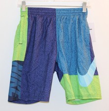 NWT Nike Big Boys Blue Colorblock Swirl Mesh Lined Swim Trunks sz Large