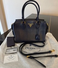 Pre-Owned Prada  Handbag  1BA164 Baltico (Navy) Glace Calf Leather Shoulder Bag