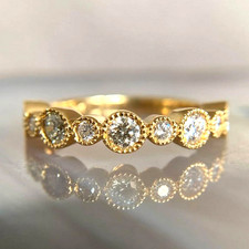 1 Ct Round Cut Diamond Half Eternity Wedding Band Ring 14K Yellow Gold Finish