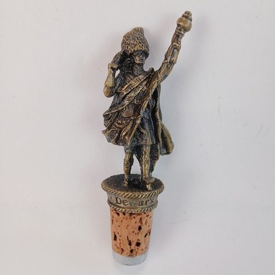 Dewar's 12 Scotch Whiskey Bottle Stopper Scottish Highlander Bronze Metal 4''