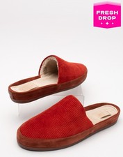 Prezzo consigliato €155 Mulo pantofole in velluto a coste US11 EU44 UK10 foderate in sherpa made in Portugal