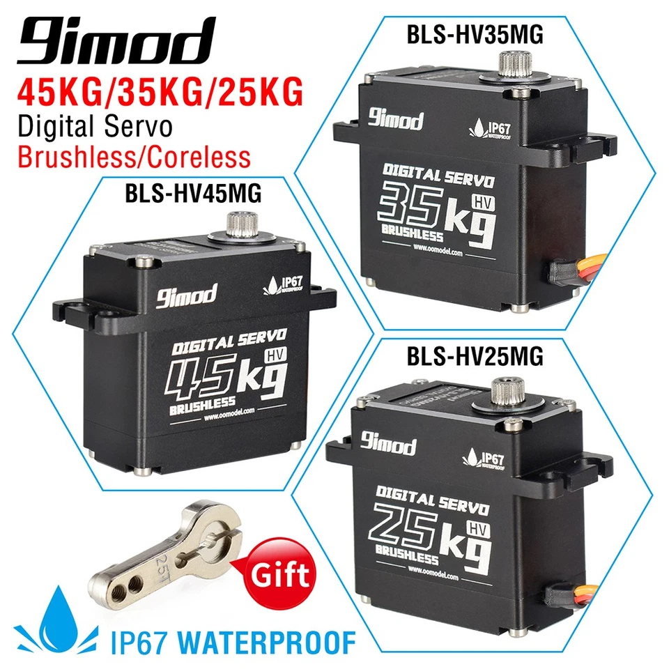 9imod Waterproof Brushless RC Servo 50KG 45KG 35KG 25KG Metal Gear Digital Servo