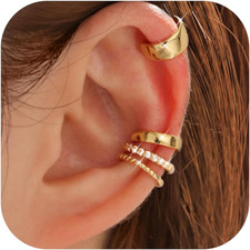 4 Pairs Ear Cuffs Non Piercing - 14K Gold Plated Ear Cuff Earrings for Women Ear