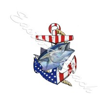 Decal Vinyl Sticker USA Anchor with Tuna Made in USA