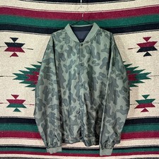 O'Neill Green Cammo Reversible Bomber Jacket - Men's XL - Snap Buttons - Relaxed