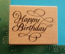 Rubber Stampede ELEGANT HAPPY BIRTHDAY Saying Rubber Stamp A858E