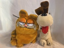 Vintage Dakin 1981 Sitting Garfield Cat and Odie Plush Stuffed Animal 10" Set