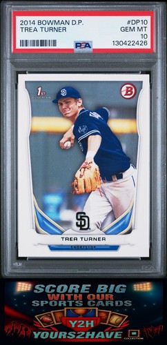 Graded 2014 Bowman Draft Picks TREA TURNER #DP10 ROOKIE RC Baseball Card PSA 10