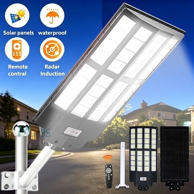 14000000lm Commercial Solar Super Bright Street Lights Outdoor Dusk to Dawn+Pole