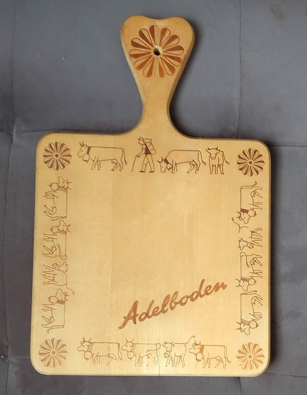 Adelboden Wooden Cutting Carving Board Chopping Block Switzerland Souvenir