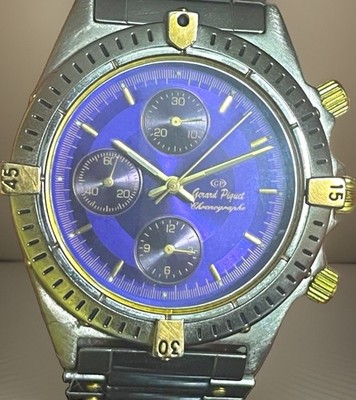 Gerard Piquet Chronographe Men s 39mm Purple Dial Two Tone Chronograph Watch