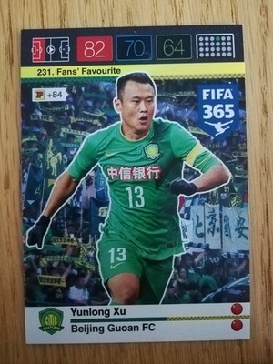 FIFA 365 Adrenalyn XL - Nr. 231 Yunlong Xu - Fans` Favourite, Beijing Guoan FC