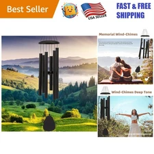 Calming 32-Inch Wind Chimes - Modern Black Decor for Indoor and Outdoor Bliss