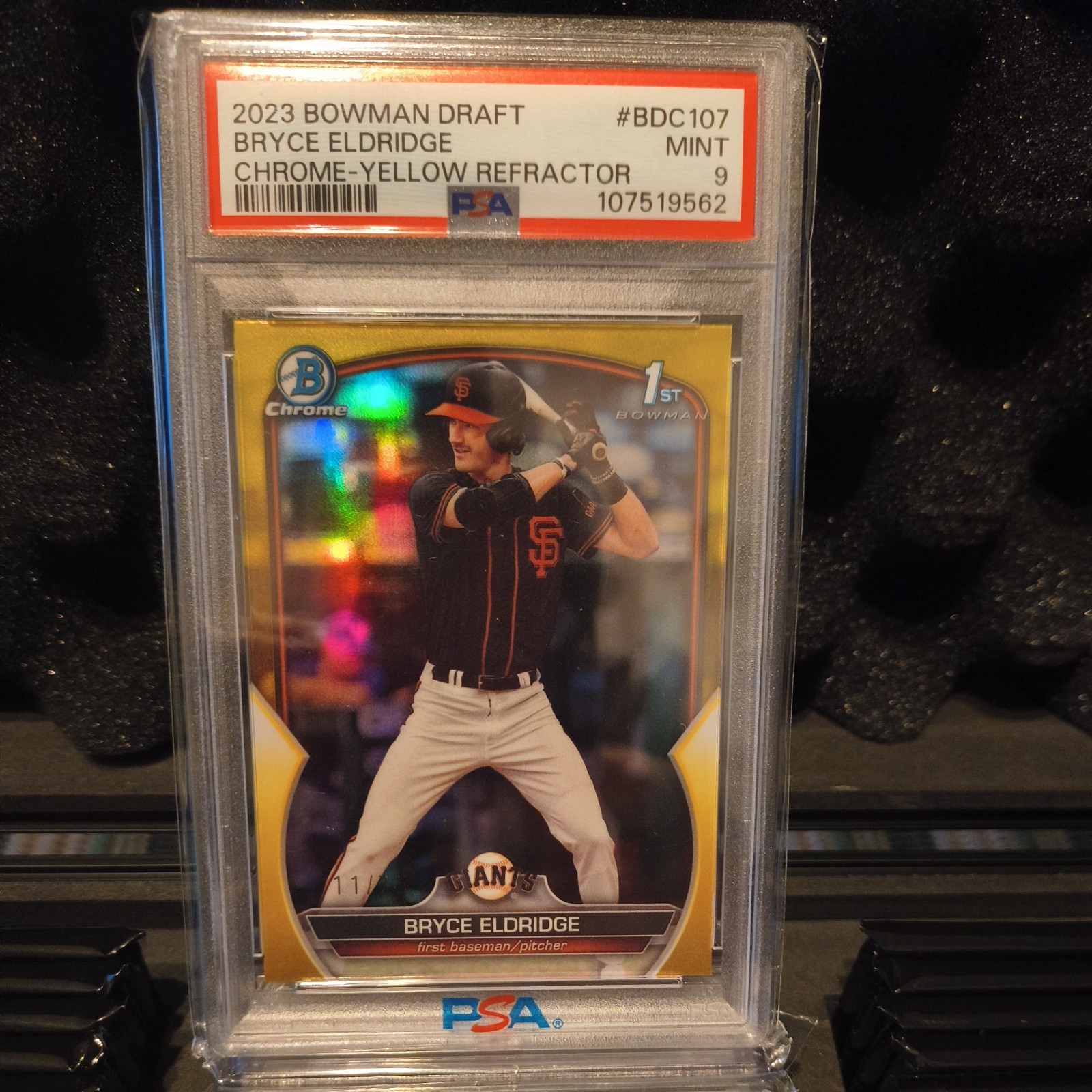 2023 Bowman Draft - Chrome Bryce Eldridge #BDC-107 Yellow Refractor 11/75 (RC)