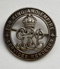 WW1 FOR KING AND EMPIRE SERVICES RENDERED BADGE
