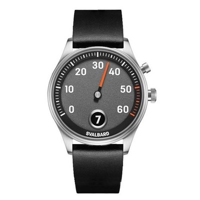 Svalbard TIME TRAVEL HX 11A Quartz Steel Grey Black Leather Men's Watch
