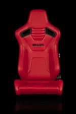 Braum Elite-x Series Sport Seats - Red Leatherette Black Stitching - Pair