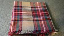Square Plaid Blanket Scarf 56” x 56" Lightweight with Fringe