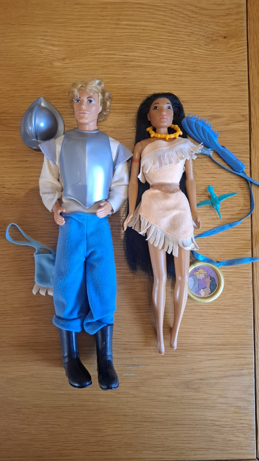 Vintage 1990s Disney Pocahontas & John Smith Doll Bundle