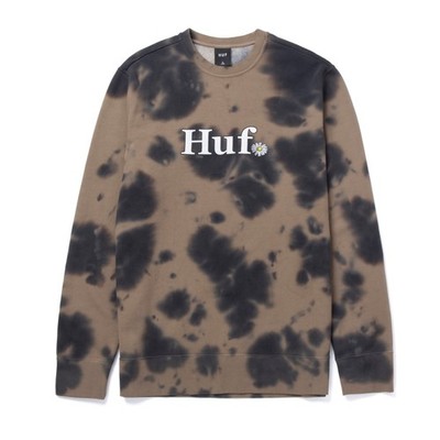 HUF Damen In Bloom Batik Rundhalsausschnitt Oliv Small S Sweatshirt Pastell Streetwear