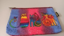 Laurel Burch "Fantasticats" Canvas Zipper Pouch Cat Art Makeup Bag Vintage