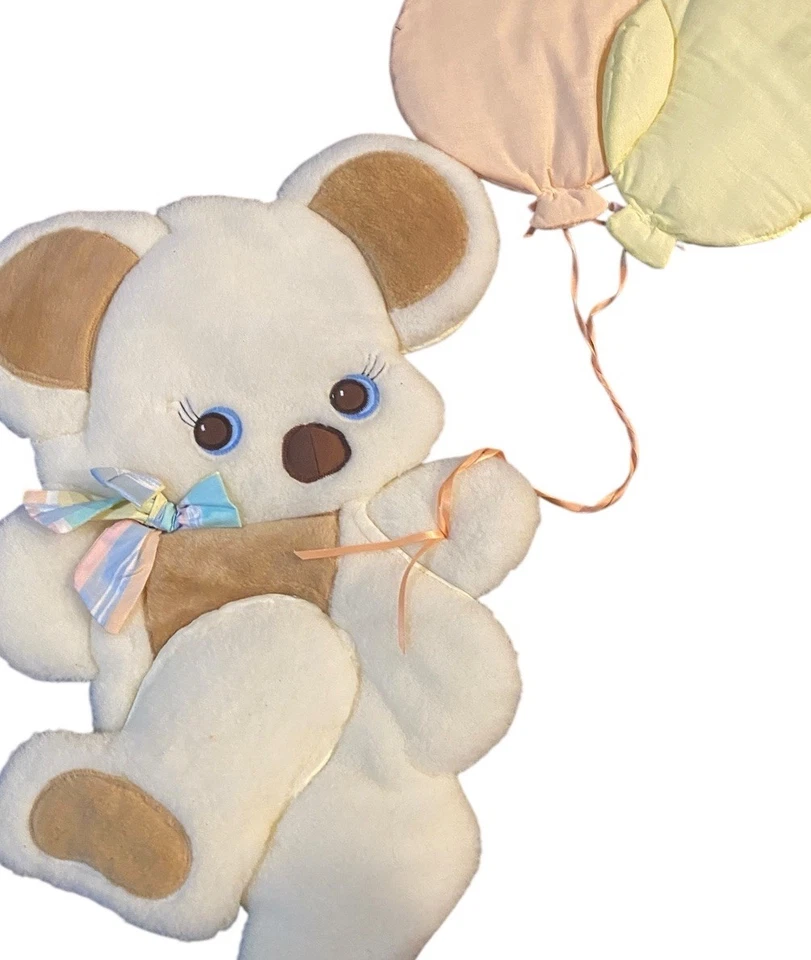 Globos de oso de peluche de tela acolchada de colección para colgar en la pared corderos de guardería hiedra pastel Foto 3 de 4