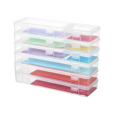 Clear Pencil Box and Small Plastic Storage Containers with Lids