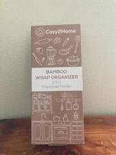 Cozy2Home Bamboo Wrap Organizer 2 in 1 Dispenser for Plastic Wrap/Wax Paper/Foil