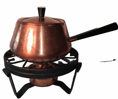 VTG CULINOX Switzerland COPPER Fondue POT Burner Set IRON Stand SWISS Cookware