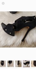 Camilla Skovgaard Azul Suade Puntera Abierta Tacón Esteletto Zapatos Talla 36.5