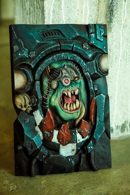 Wooden Warhammer Ork Warboss Wall Art - 3D Fantasy Decor - Handmade Gift