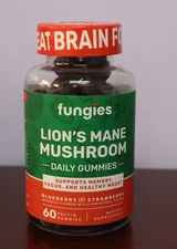 Fungies Lion's Mane Mushroom (60) Blueberry Strawberry BRAIN Gummies Exp 08/26+