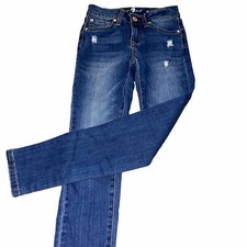7 For All Mankind Girls The Skinny A Pocket Medium Wash Distressed Jeans 8