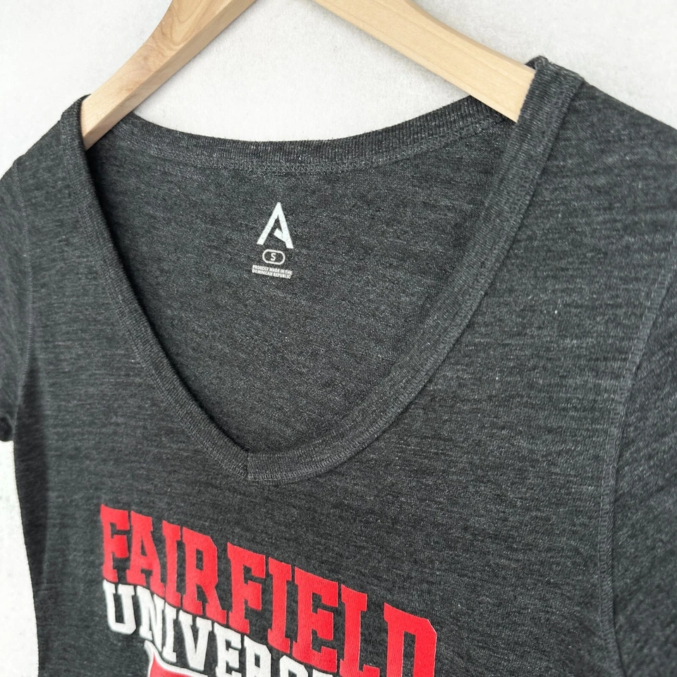 FAIRFIELD университета олени NCAA футболка женщин маленький v-образным вырезом эластичной Джерси серый - Изображение 2 из 4