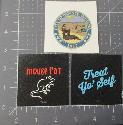 PARKS & RECREATION and rec pawnee treat yo self rat 3 STICKER LOT nbc official Z