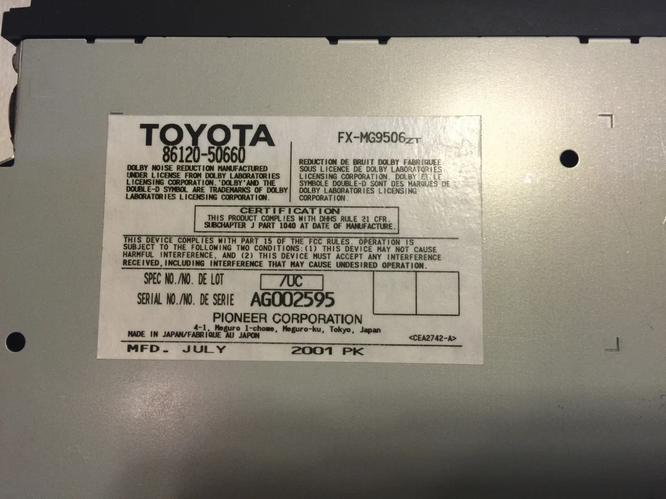 LEXUS LS430 收音机 CD 更换器 2001 - 2003 年标记 LEVINSON 或先锋维修服务 — 第 2/3 张图片